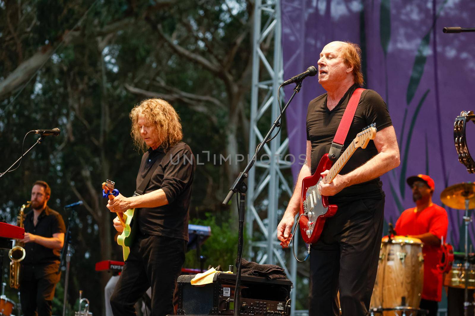 San Francisco, CA, 1st October, 2022, Jerry Harrison, left, and Adrian Belew perform the Talking Heads 1980 classic Remain in Light at the 2022 Hardly Strictly Bluegrass Festival in Golden Gate Park.