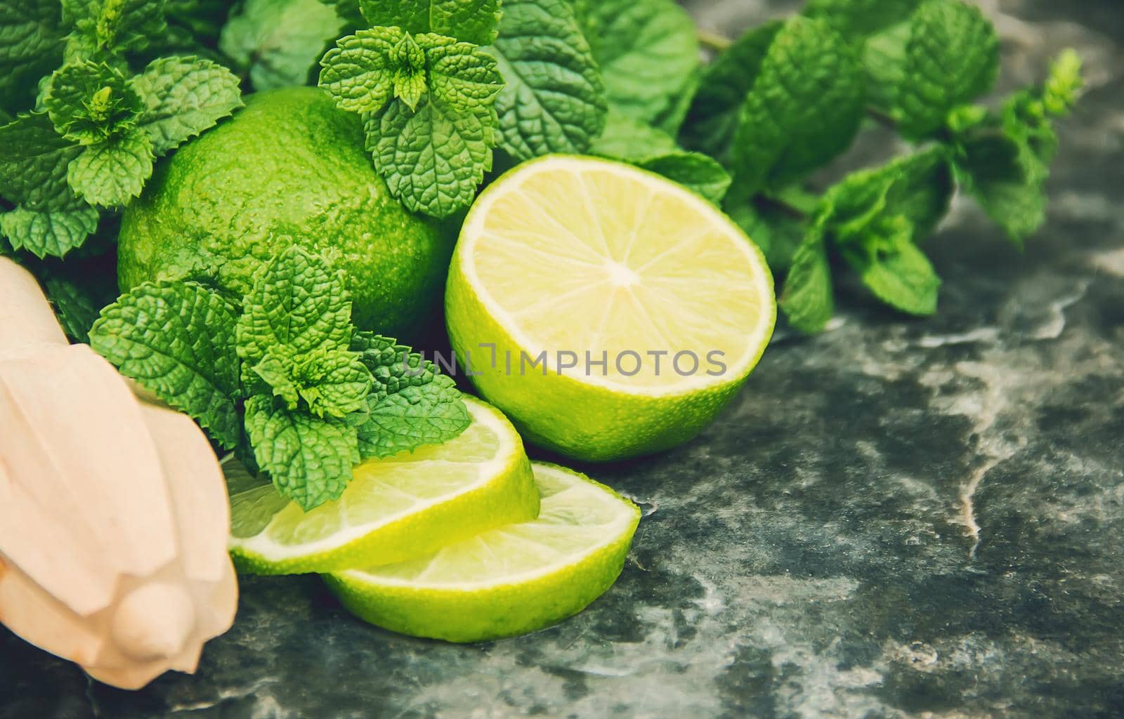 Drink lime and mint. Selective focus. food and drink.