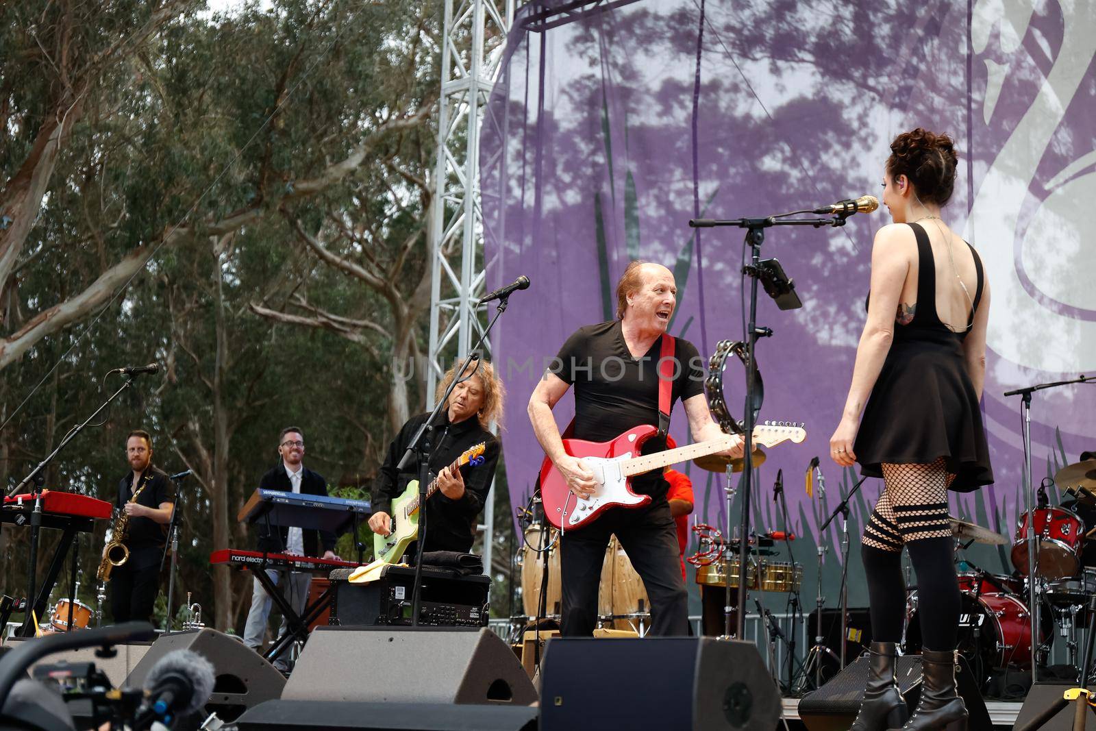 San Francisco, CA, 1st October, 2022, Jerry Harrison, left, and Adrian Belew perform the Talking Heads 1980 classic Remain in Light at the 2022 Hardly Strictly Bluegrass Festival in Golden Gate Park.