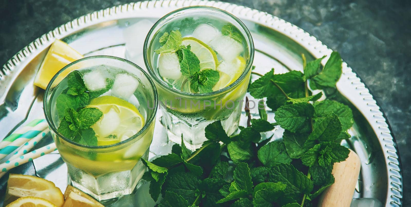 Drink lime and mint. Selective focus. food. by yanadjana