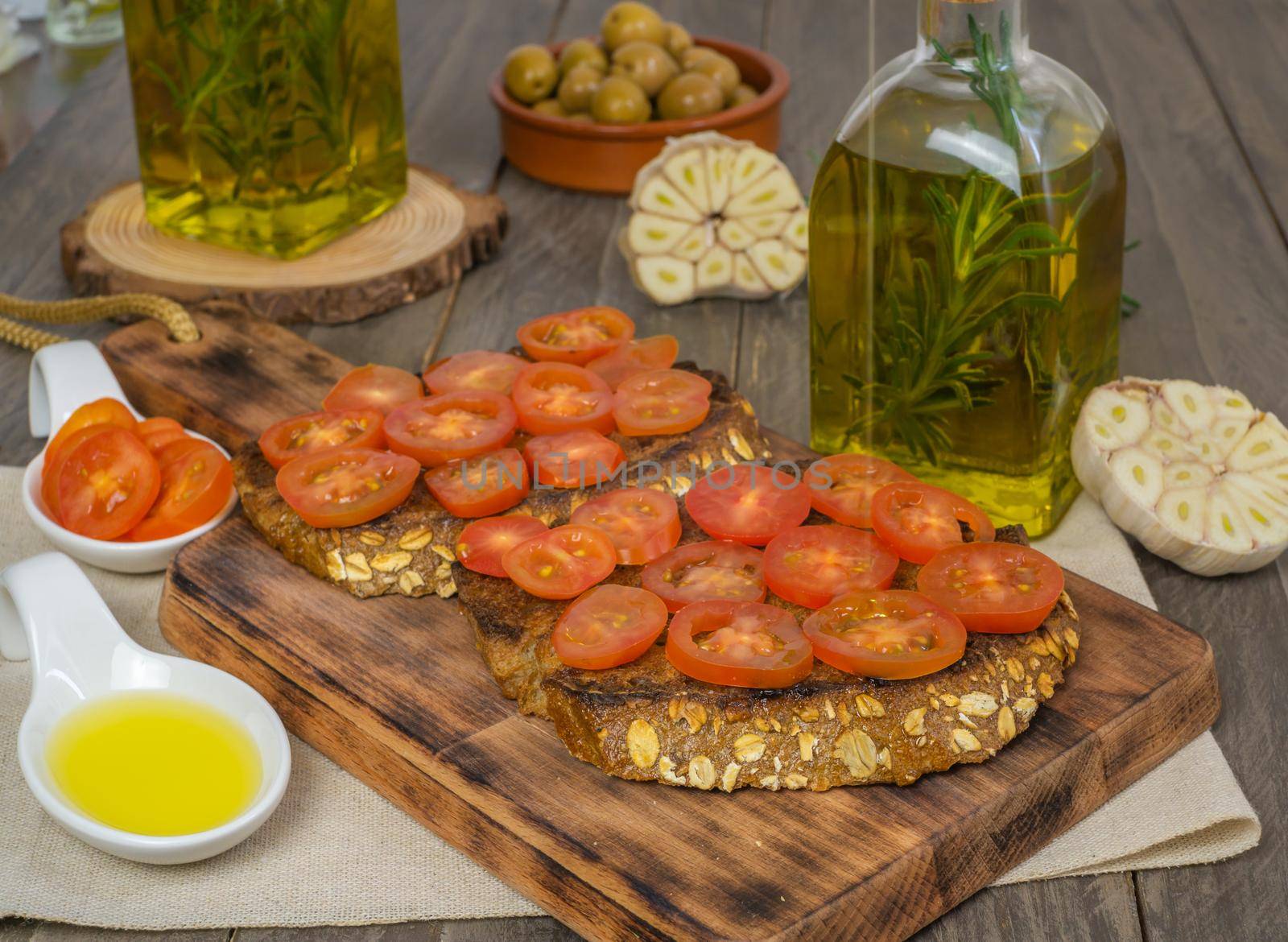 bread toast with cherry tomato by joseantona