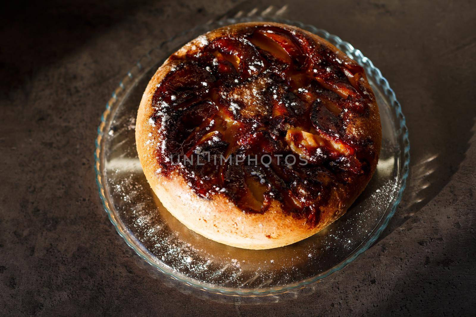 sweet freshly baked apple biscuit cake with sugar
