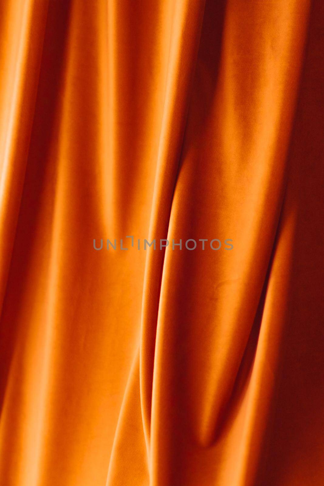 Decoration, branding and surface concept - Abstract orange fabric background, velvet textile material for blinds or curtains, fashion texture and home decor backdrop for luxury interior design brand