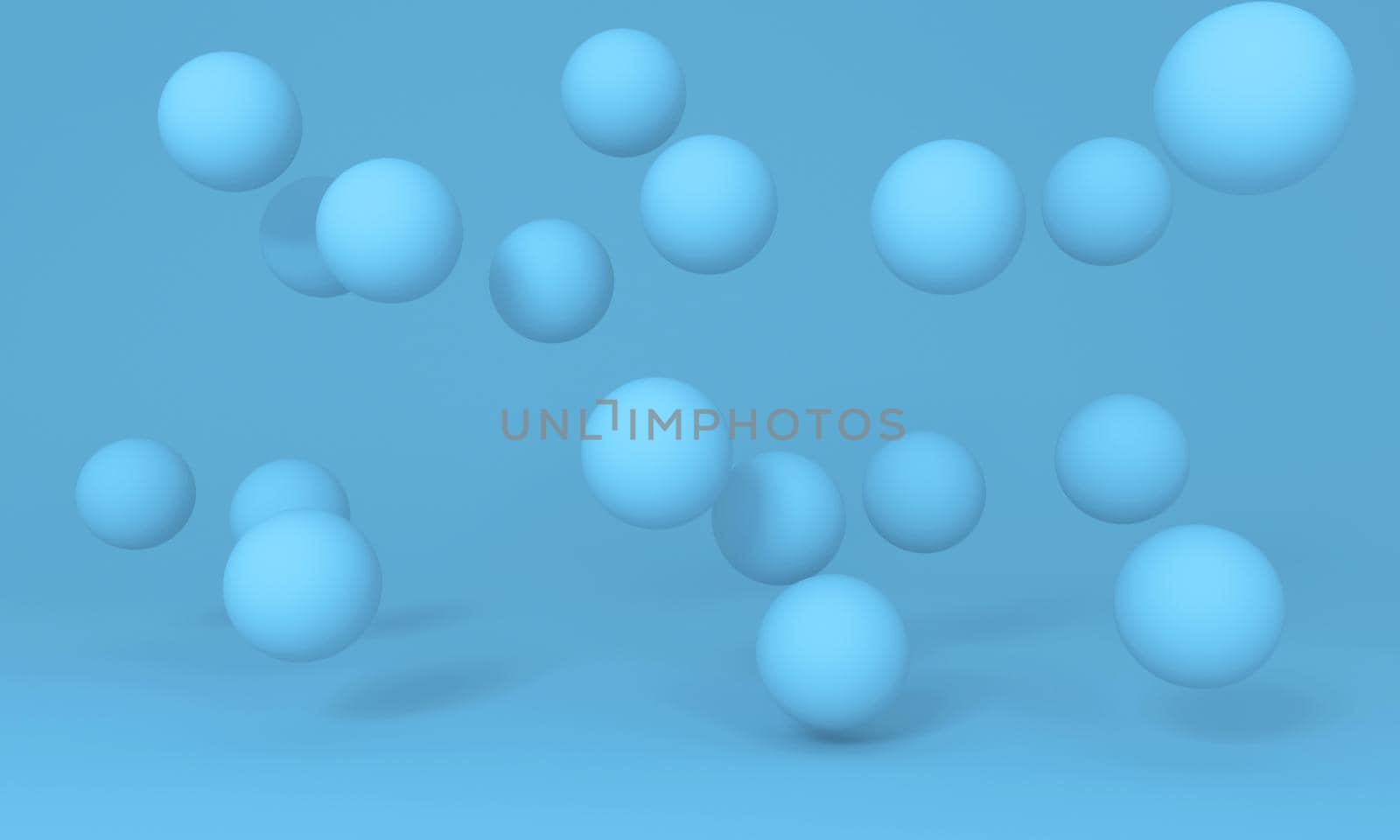 Blue floating spheres on studio background. Minimal concept. by ImagesRouges