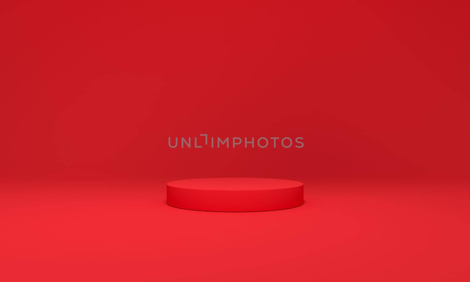 Red pedestal to display the product. Highlight concept. 3d rendering.