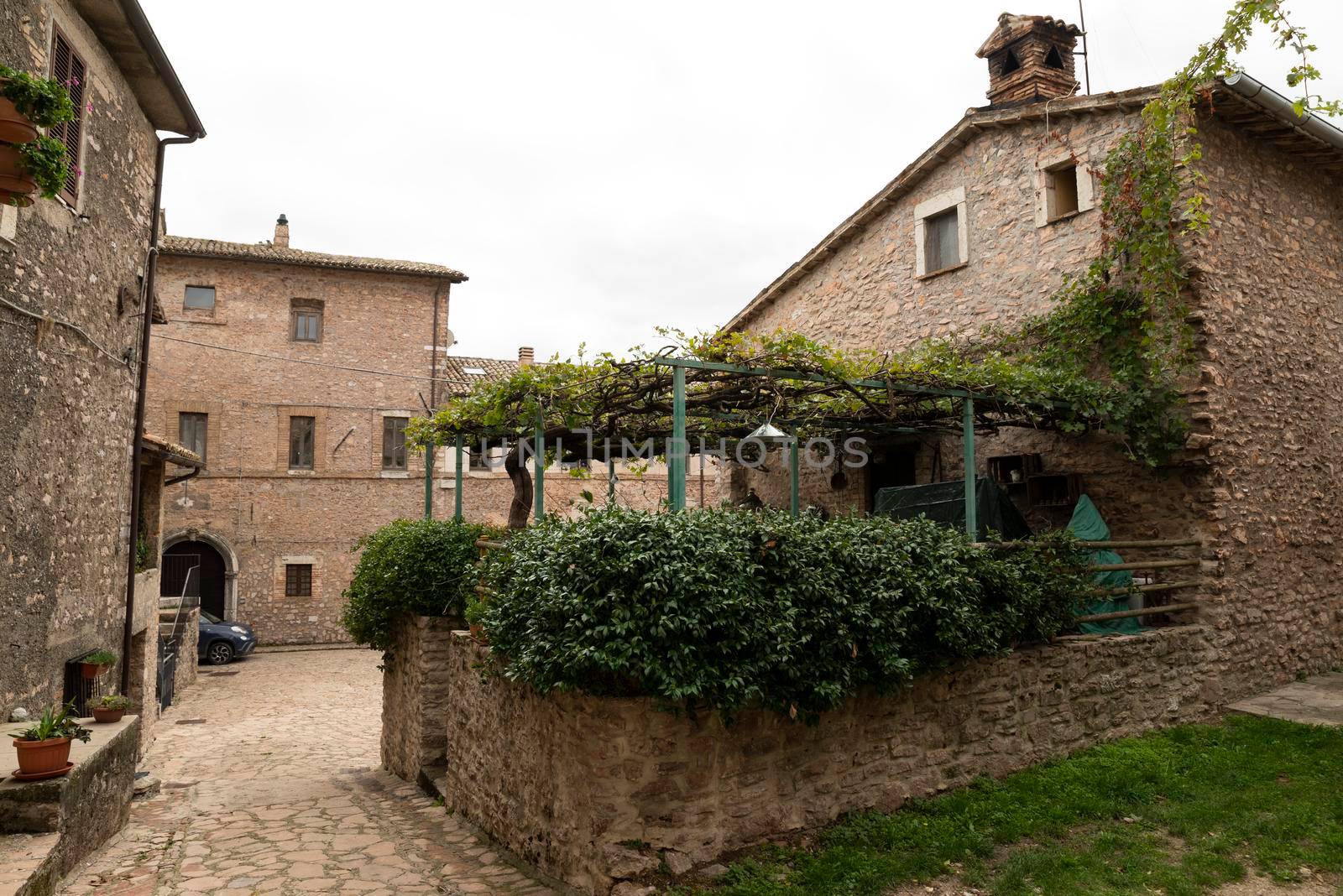 buildings in Macerino, a historic town, all in stone, inhabited only in summer