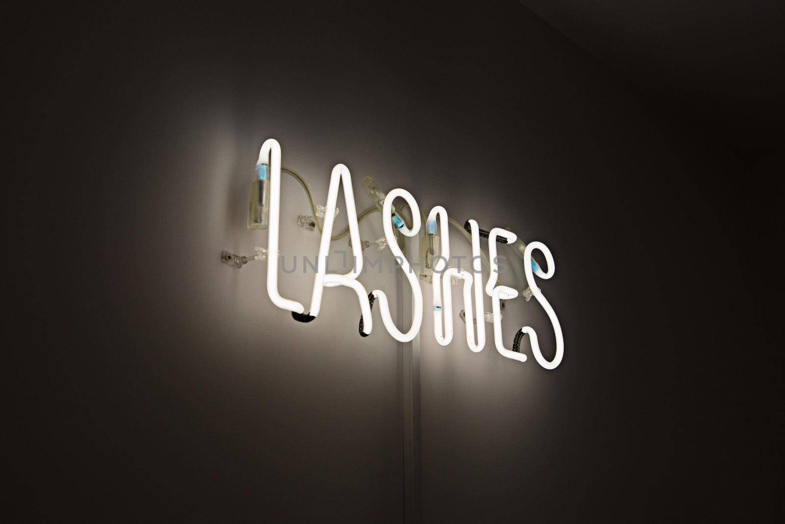 Shining Lashes white Neon Label. advertising for beauty salon by Ashtray25