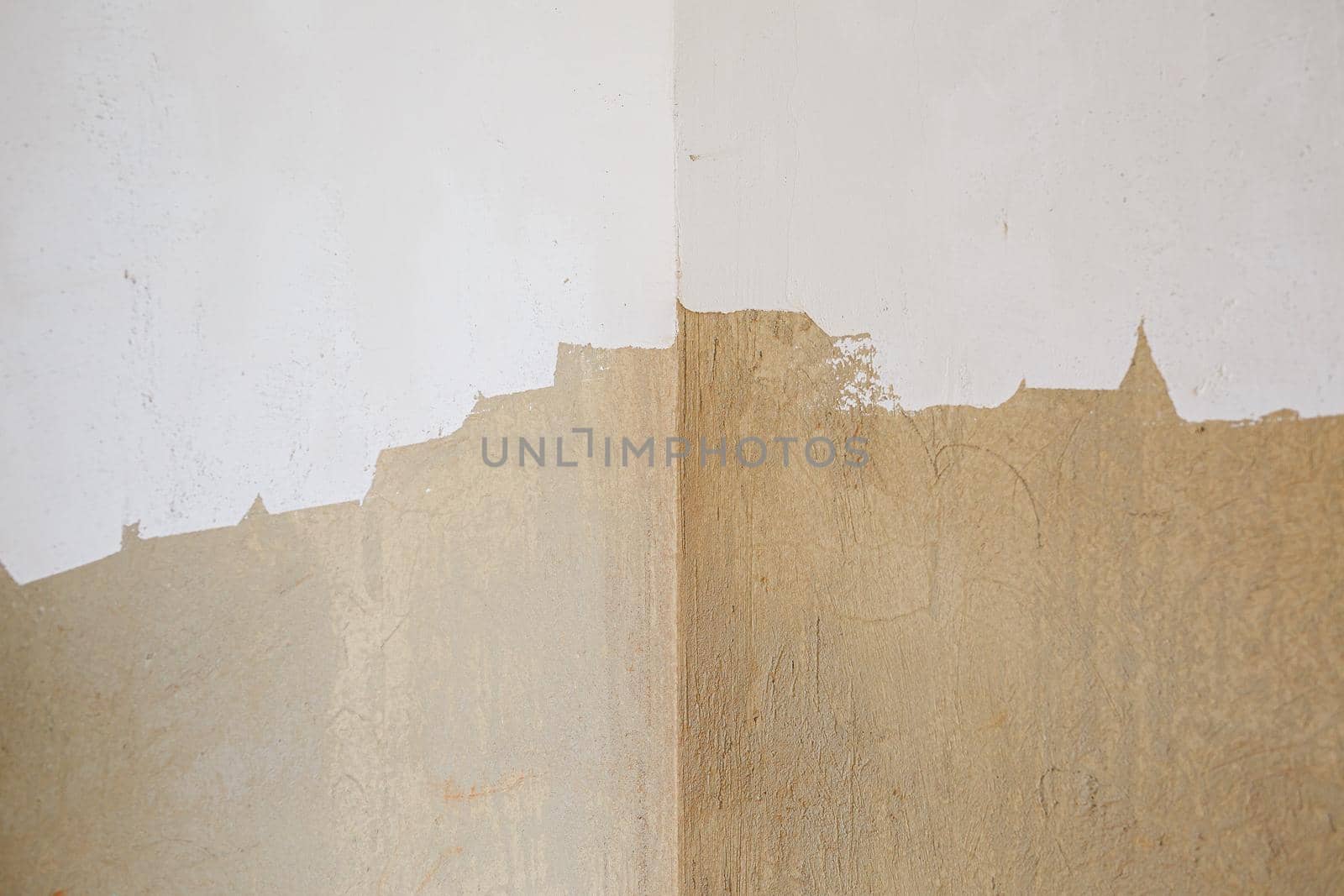 Half white background plastered texture and cement screed, putty on a white wall, concrete wall texture background, cement wall, plaster texture, for designers