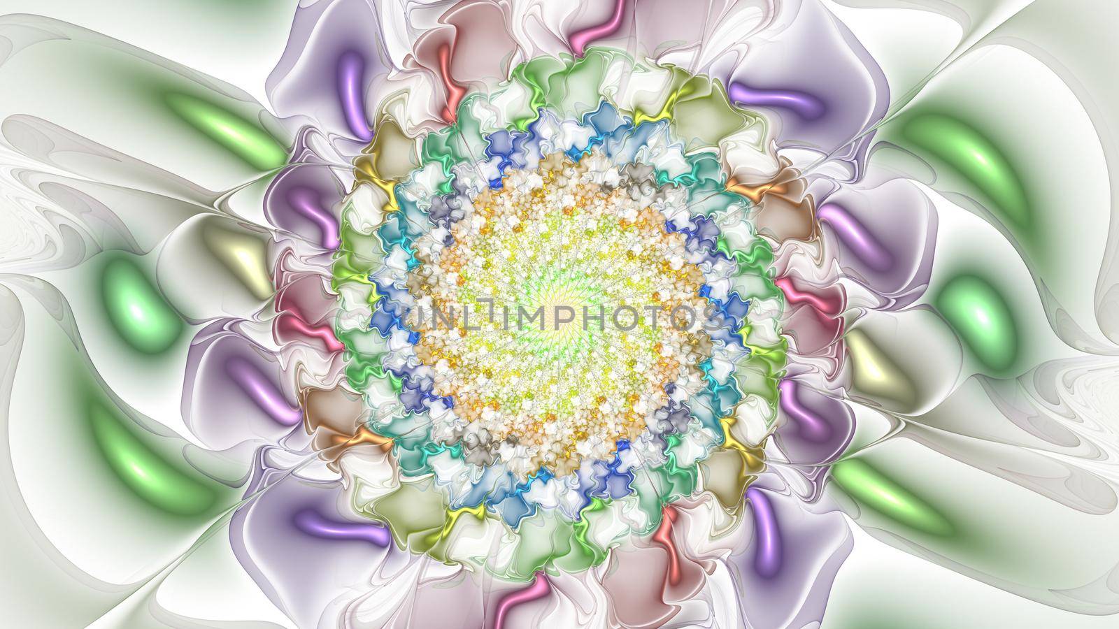 Beautiful lush flower. Beautiful abstract flower for art projects, cards, business, posters. 3D illustration, computer-generated fractal. 3d illustration