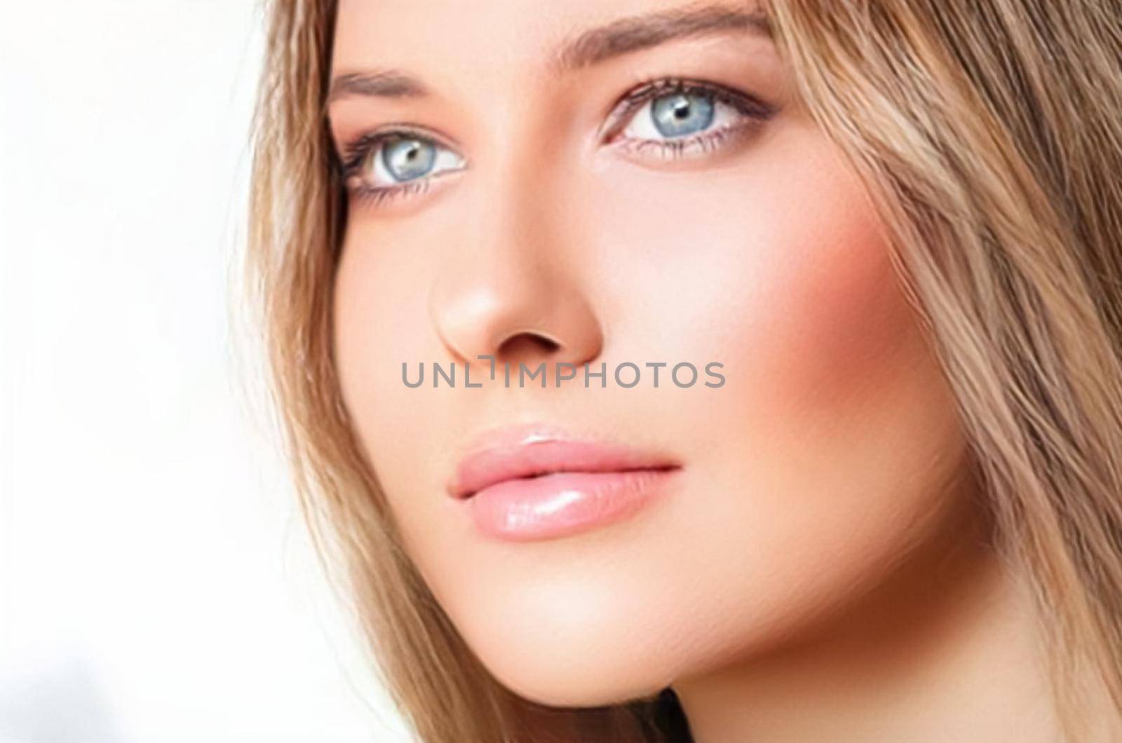 Beauty, skincare and make-up, portrait of beautiful woman, female model face close-up for skin care and makeup branding