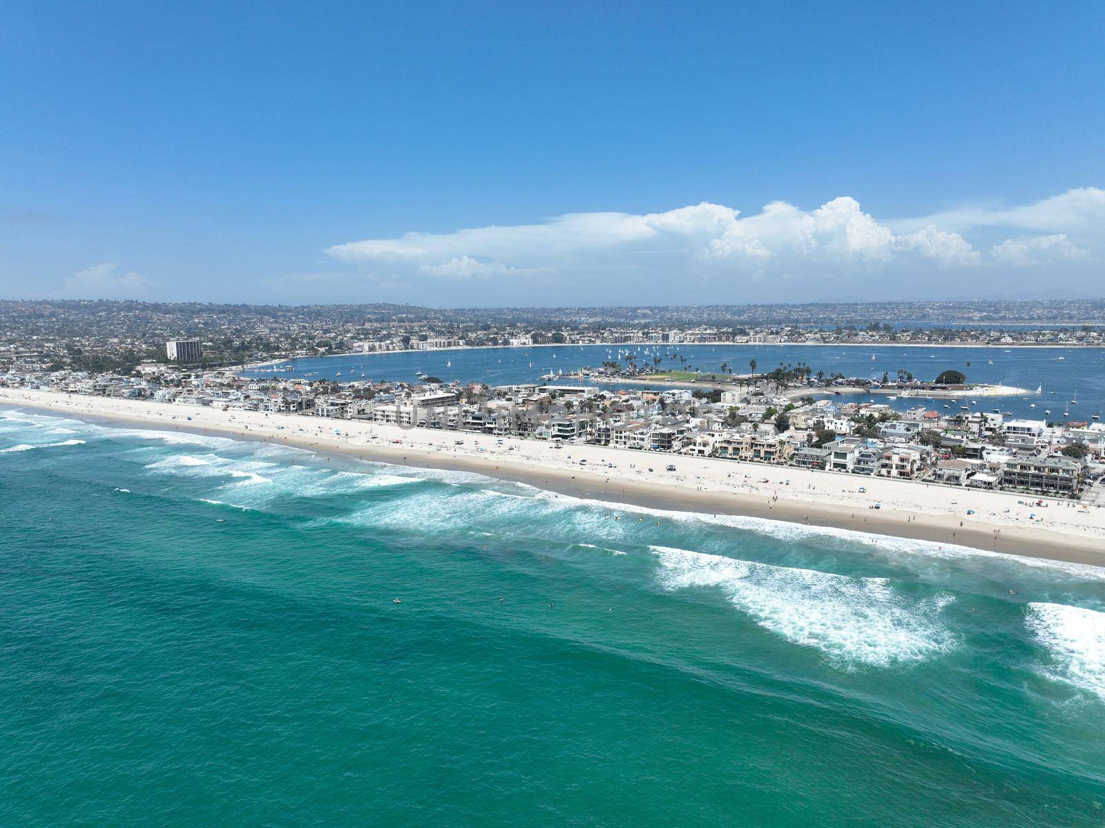 Aerial view of Mission Bay and beach in San Diego, California. USA. by Bonandbon