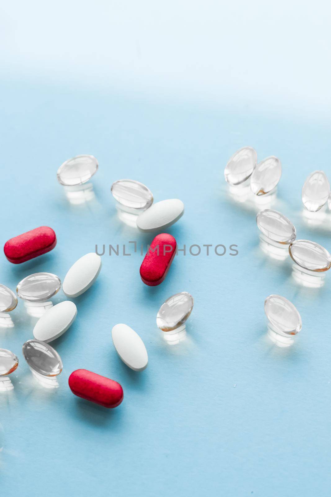 Pharma, branding and lab concept - Pills and capsules for diet nutrition, anti-aging beauty supplements, probiotic drugs, pill vitamins as medicine and healthcare cosmetics, pharmacy brand background