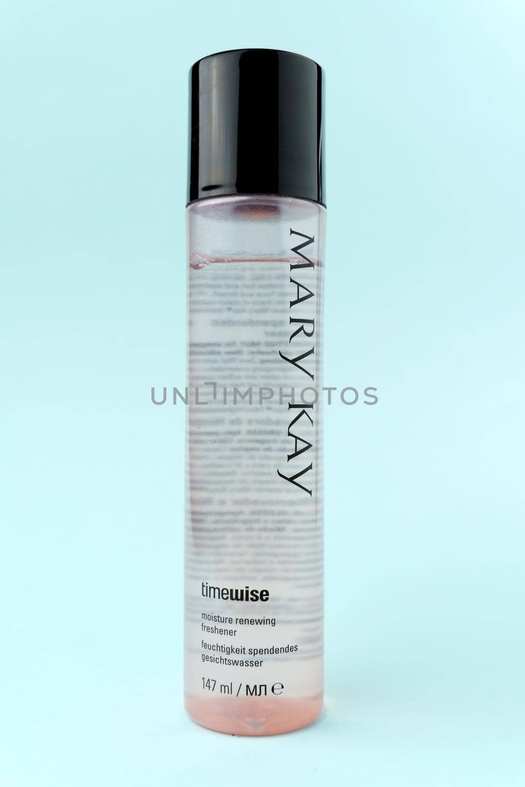 Tyumen, Russia-July 19, 2022: Skin care products from the company Mary Kay, Timewise. Vertical photo
