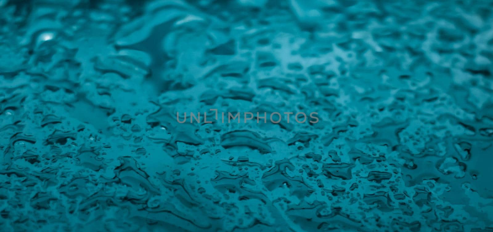 Water texture abstract background, aqua drops on turquoise glass as science macro element, rainy weather and nature surface art backdrop for environmental brand design by Anneleven