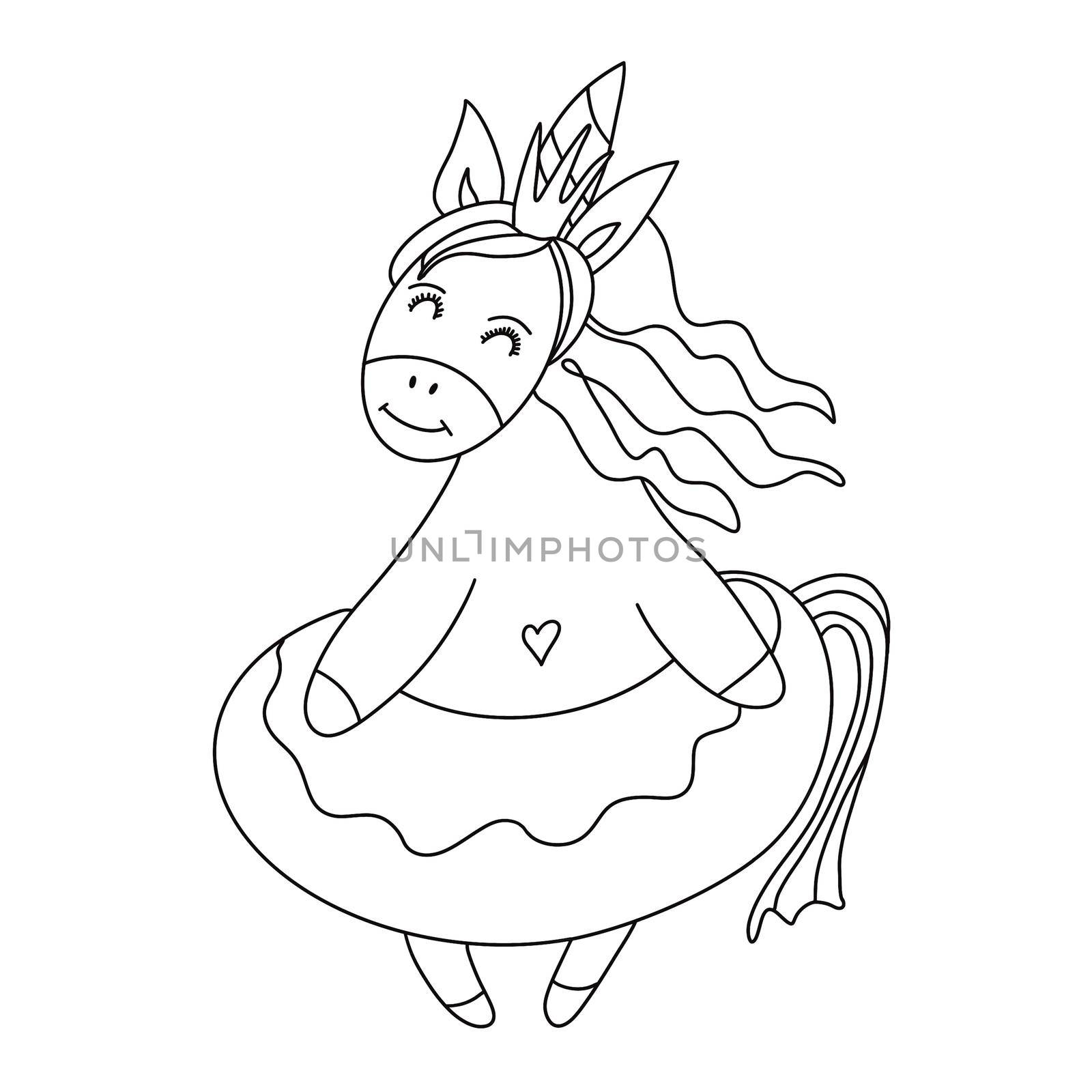 Cute princess pony unicorn. illustration isolated on white background. by Olga_OLiAN