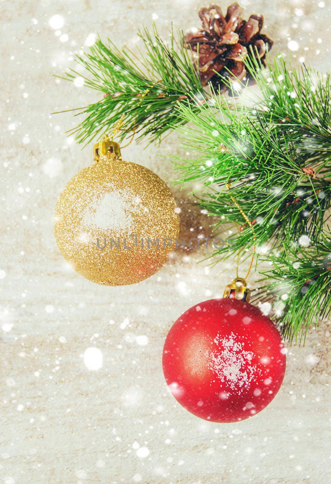 Christmas background. Selective focus. Holidays and evenys. nature. by yanadjana