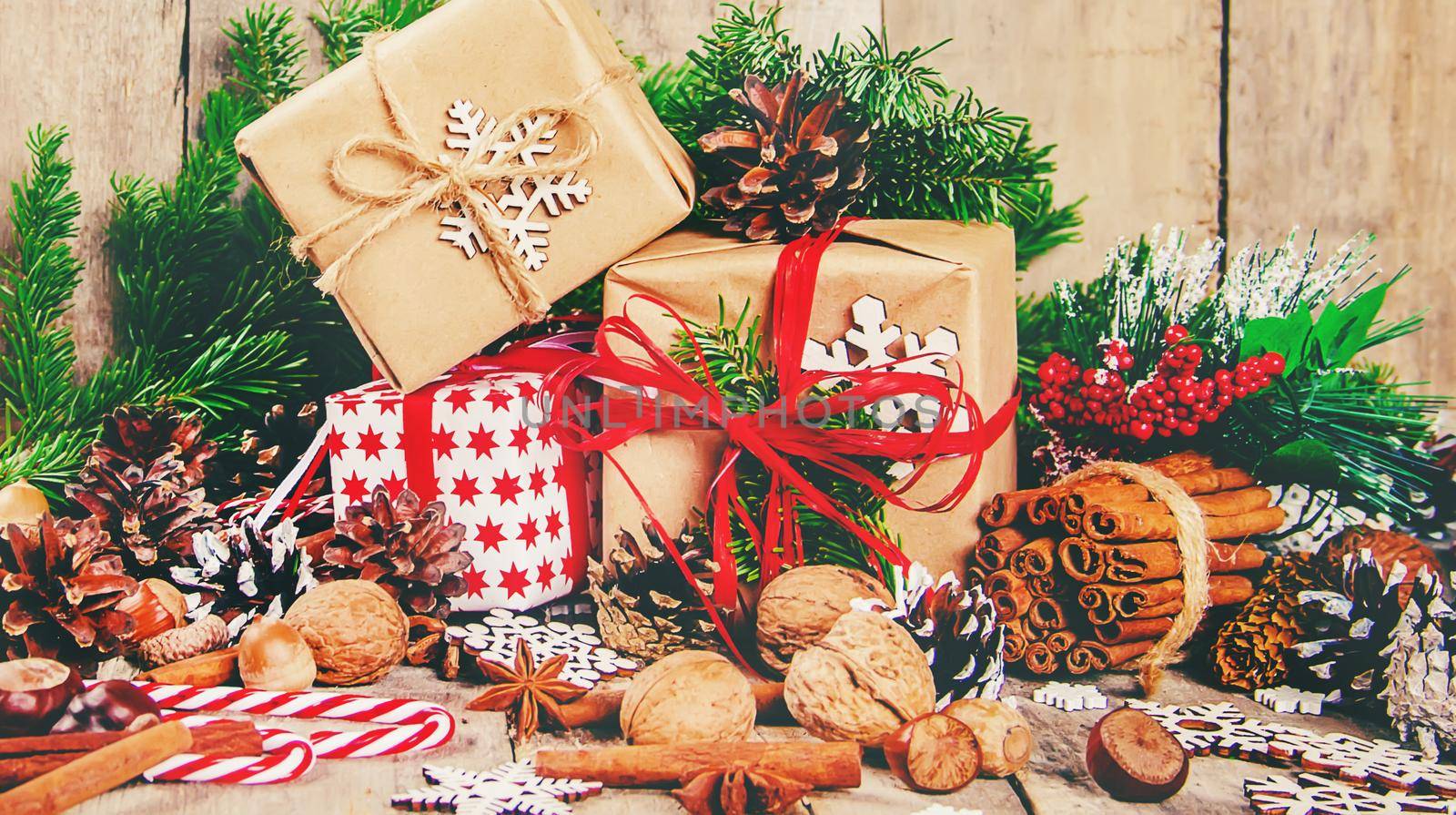 Christmas background. happy New Year. Selective focus Holiday