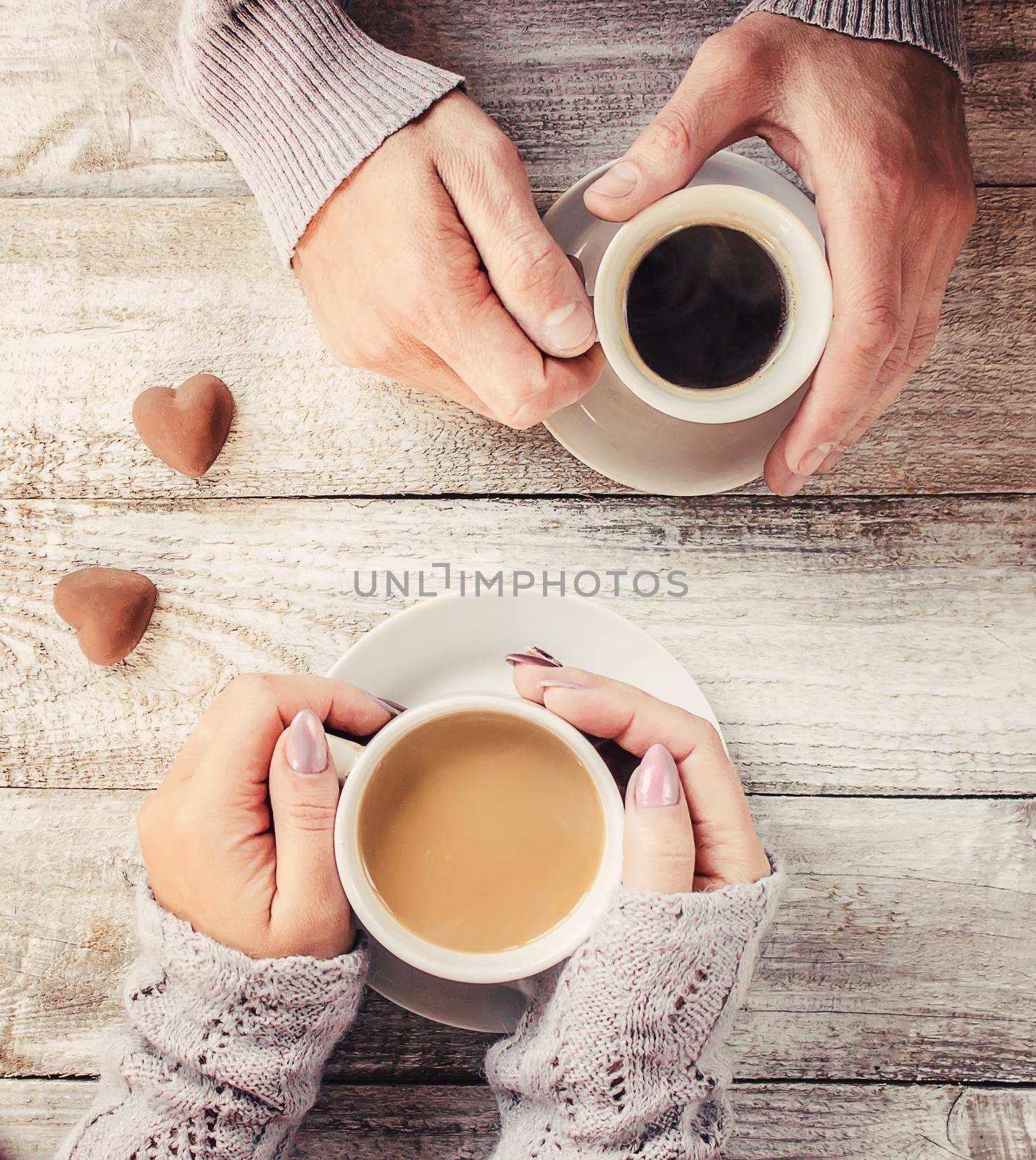 A cup of coffee. Selective focus. Couple. by yanadjana