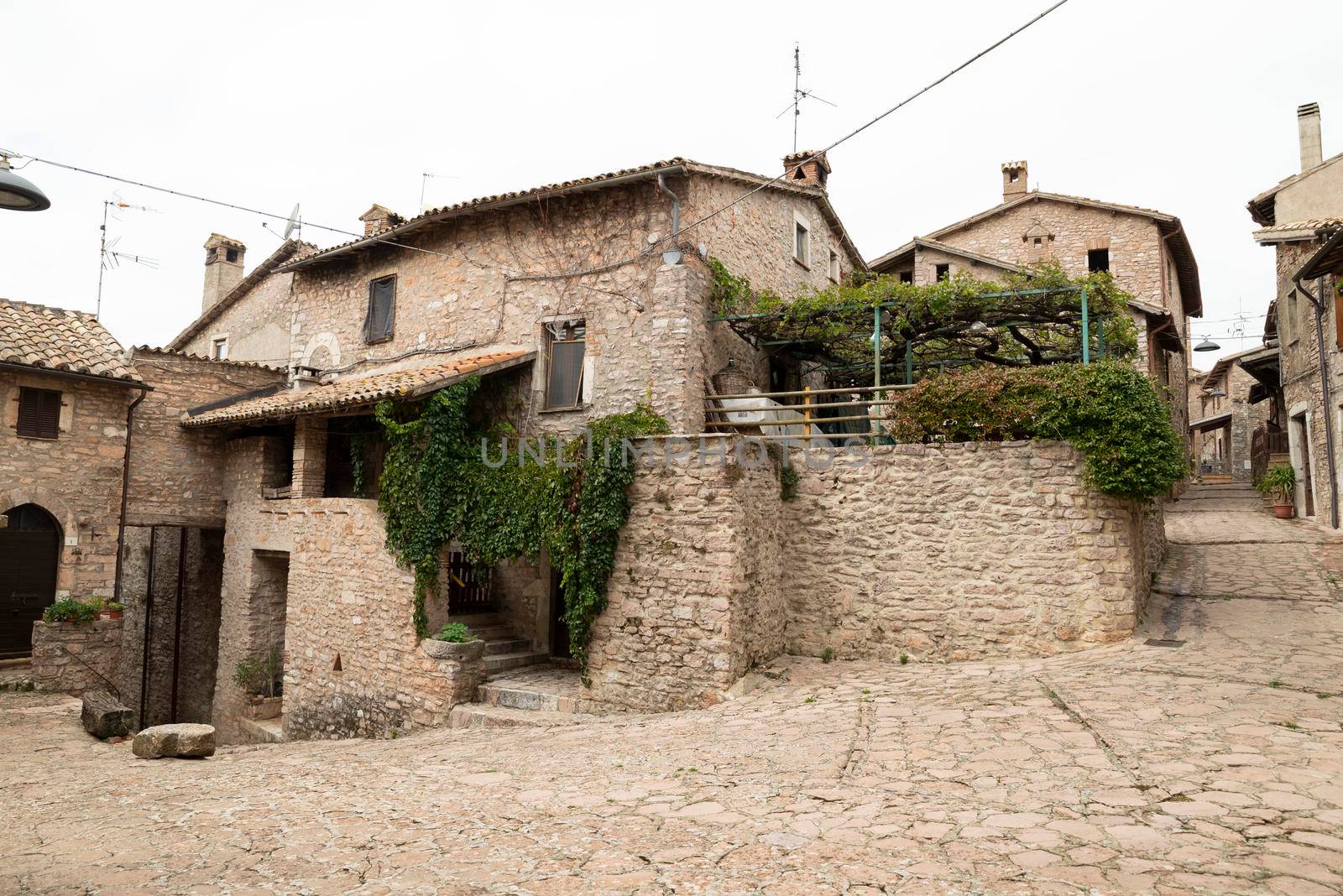 buildings in Macerino, a historic town, all in stone, inhabited only in summer
