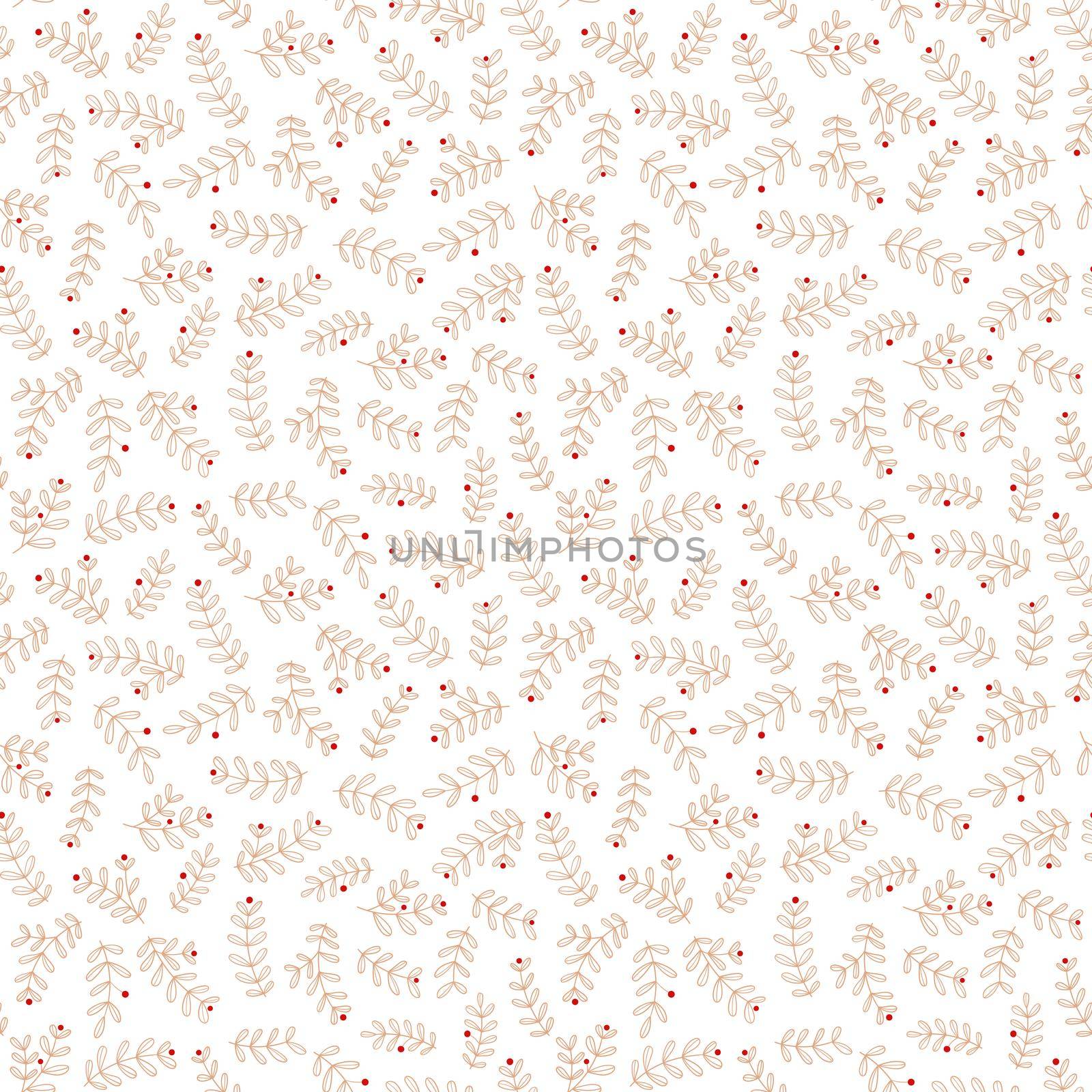 Seamless Christmas background with minimalistic golden branches. Simple style. Seamless background for winter holidays decoration, wrapping paper, fabric by Lena_Khmelniuk