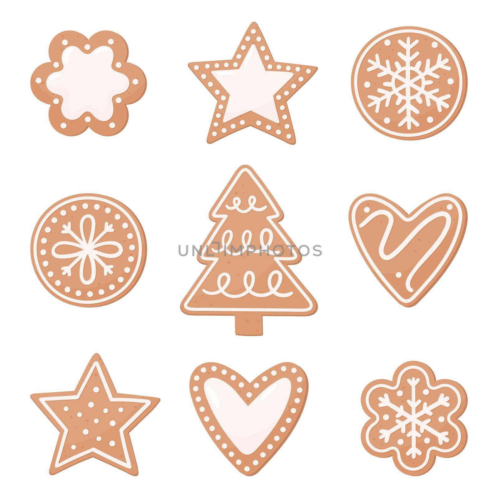 Set of Christmas gingerbread. Vector illustration in a flat style by Lena_Khmelniuk