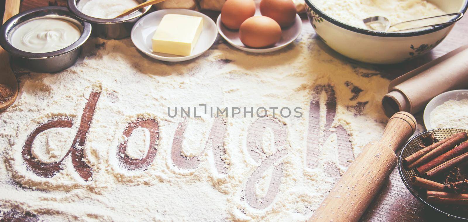 Pastry, cakes, cook their own hands. Selective focus. Food.