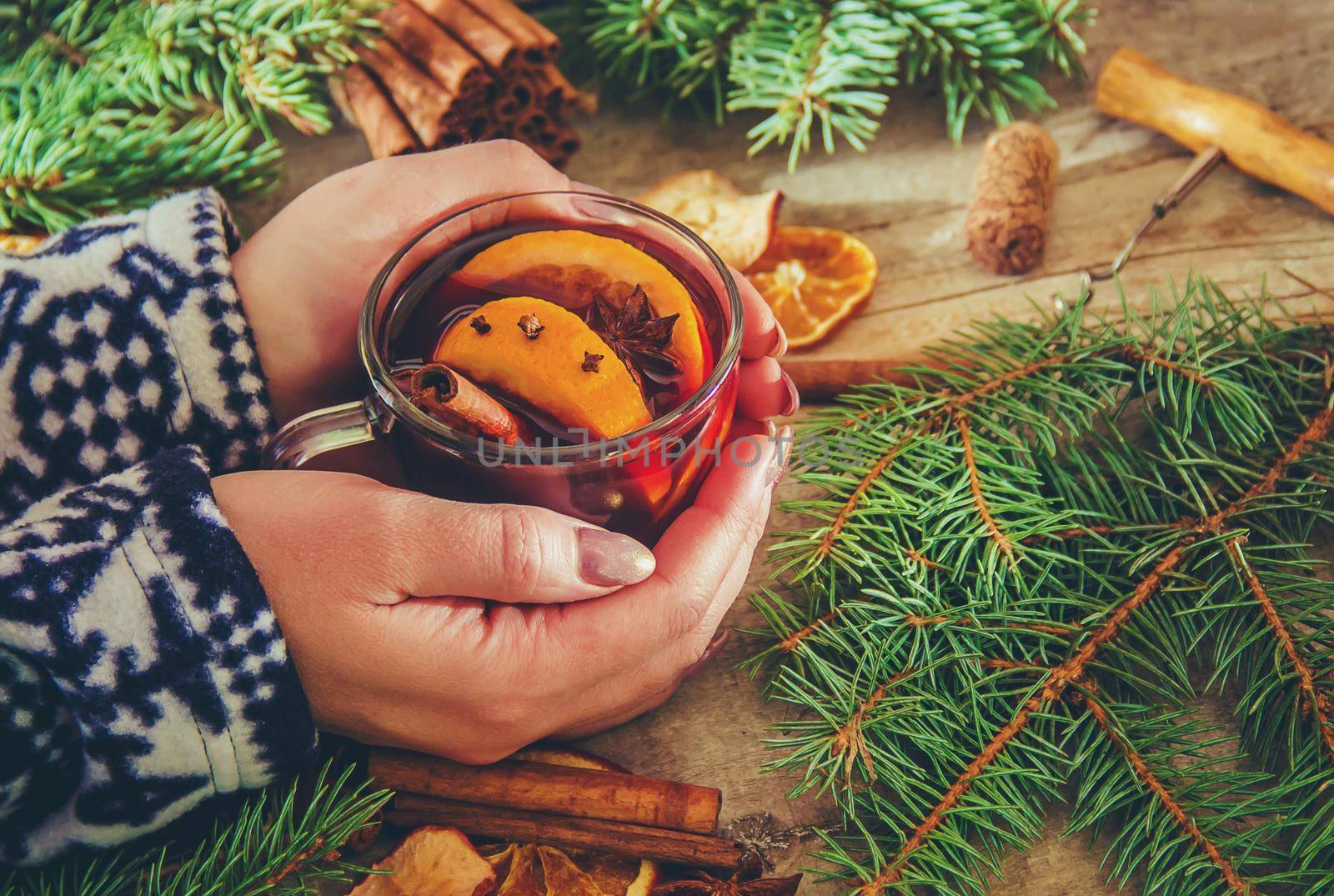 Mulled wine. Selective focus. Food and drink. christmas.