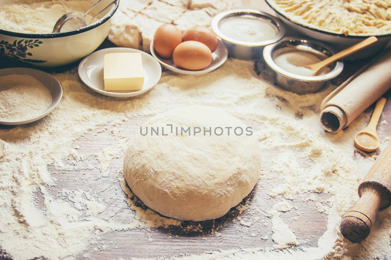 Pastry, cakes, cook their own hands. Selective focus. Food.