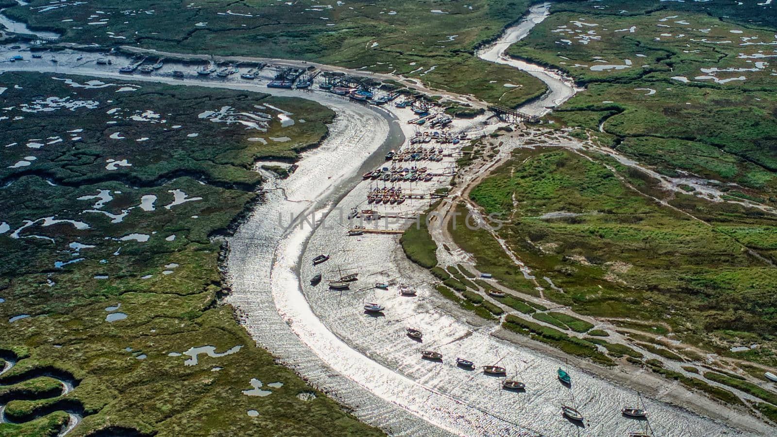 River Glaven at low tide aerial view