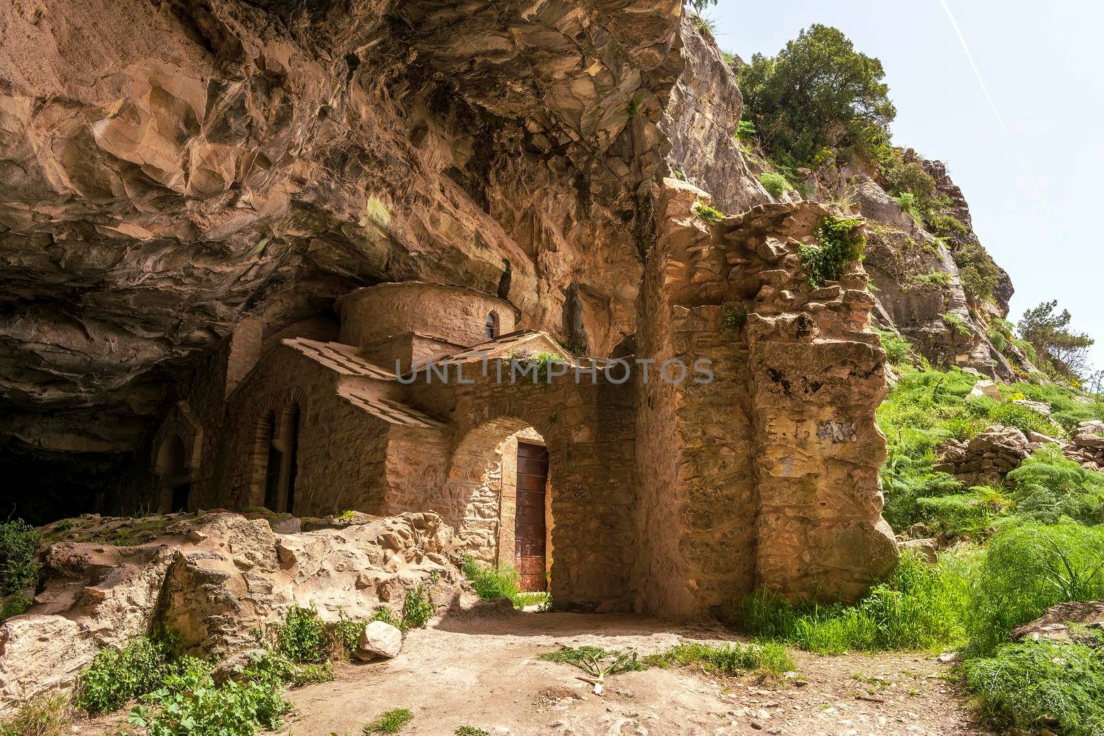 Orthodox monastery enclosed by Davelis cave in Penteli, a mountain to the north of Athens by ankarb