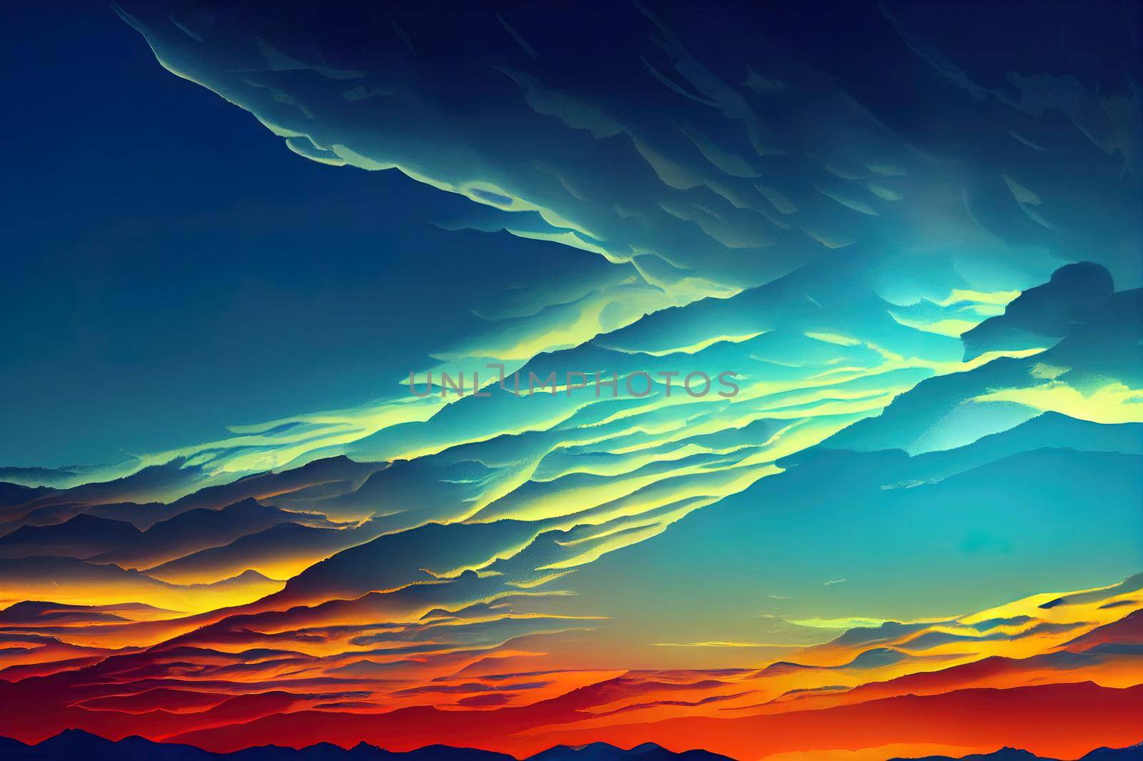 Sunset sky background,Landscape blue sky with clouds nature concept for cover banner background.. High quality illustration