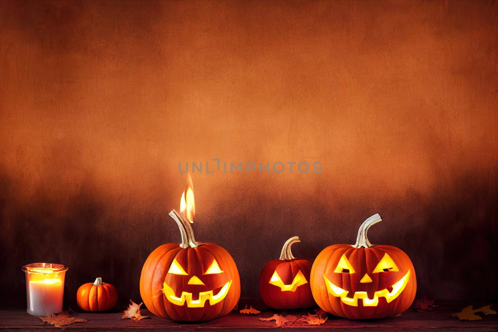 Halloween pumpkin head jack o lantern with burning fire by 2ragon