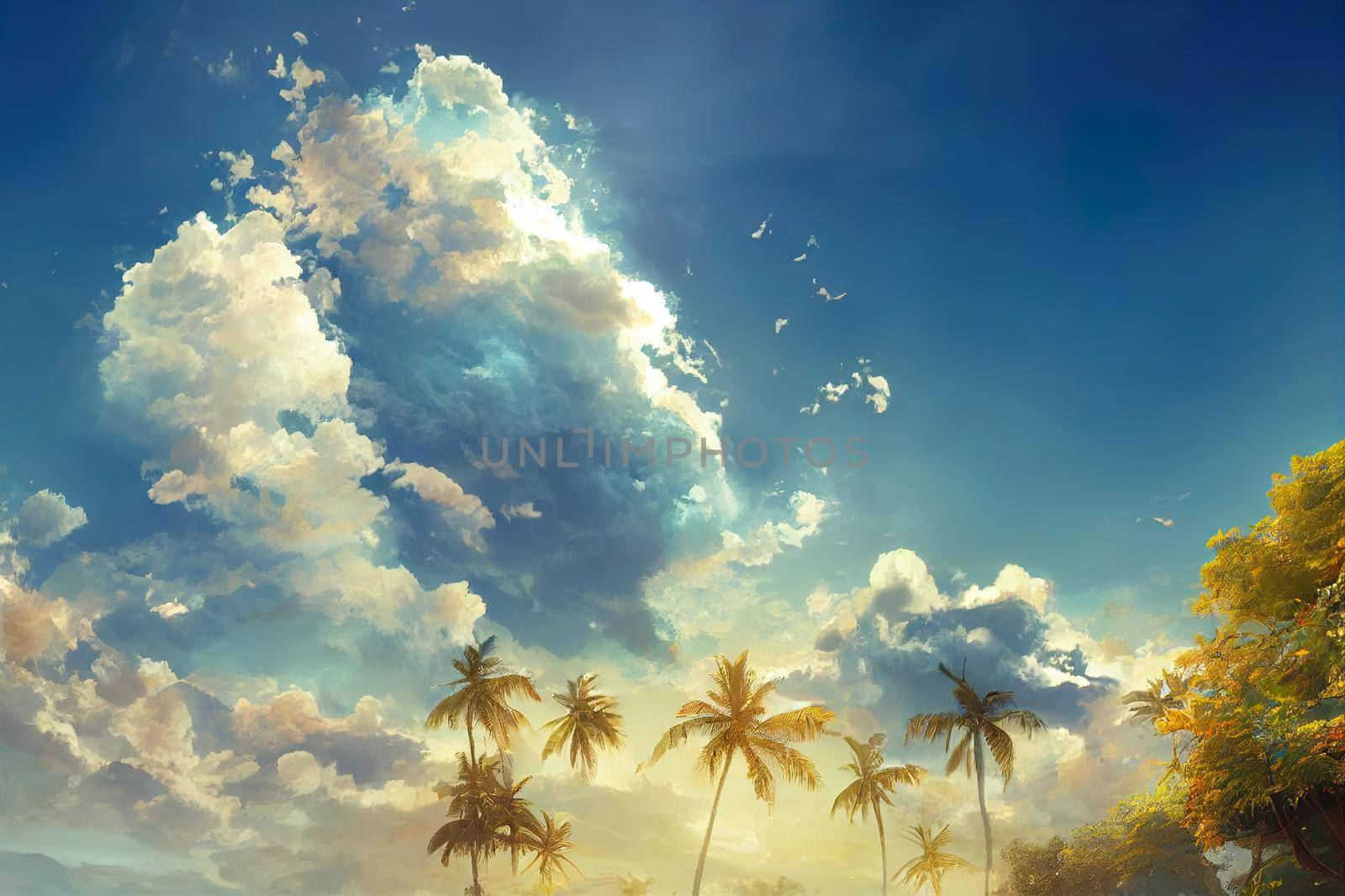 Indonesian sunny amazing blue sky. High quality illustration