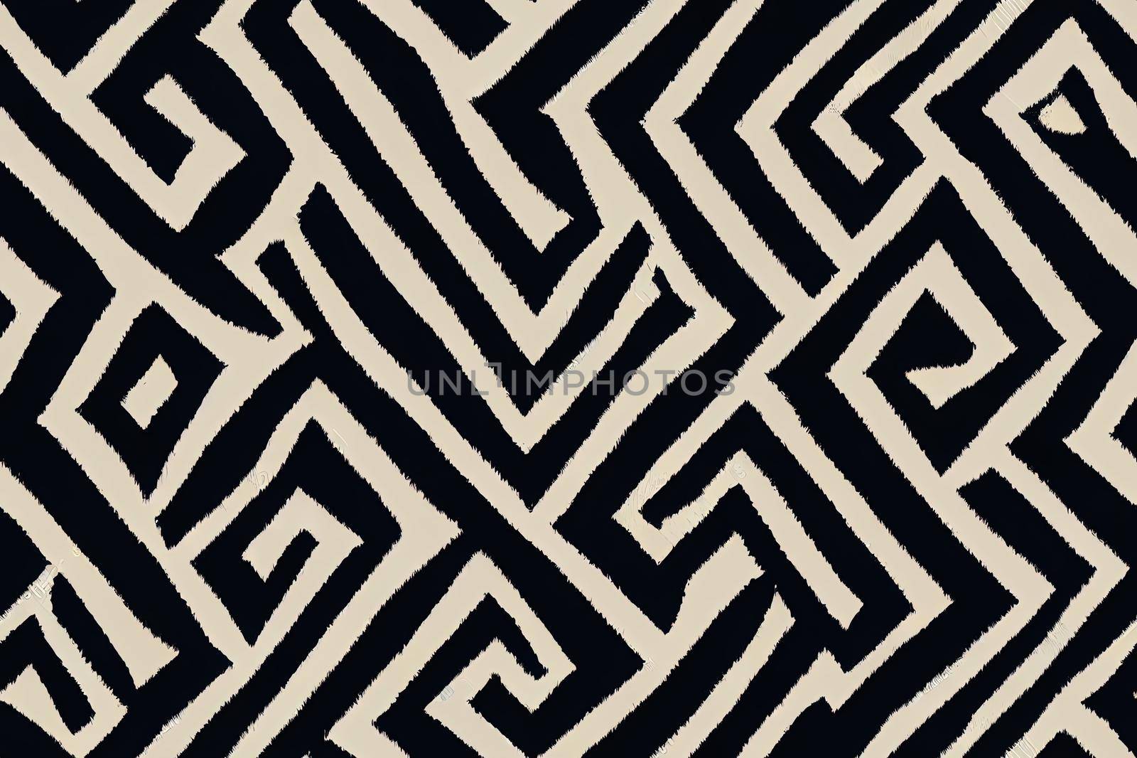 Blue Ikat Ogee and Damascus ornament Seamless Background Pattern. by 2ragon