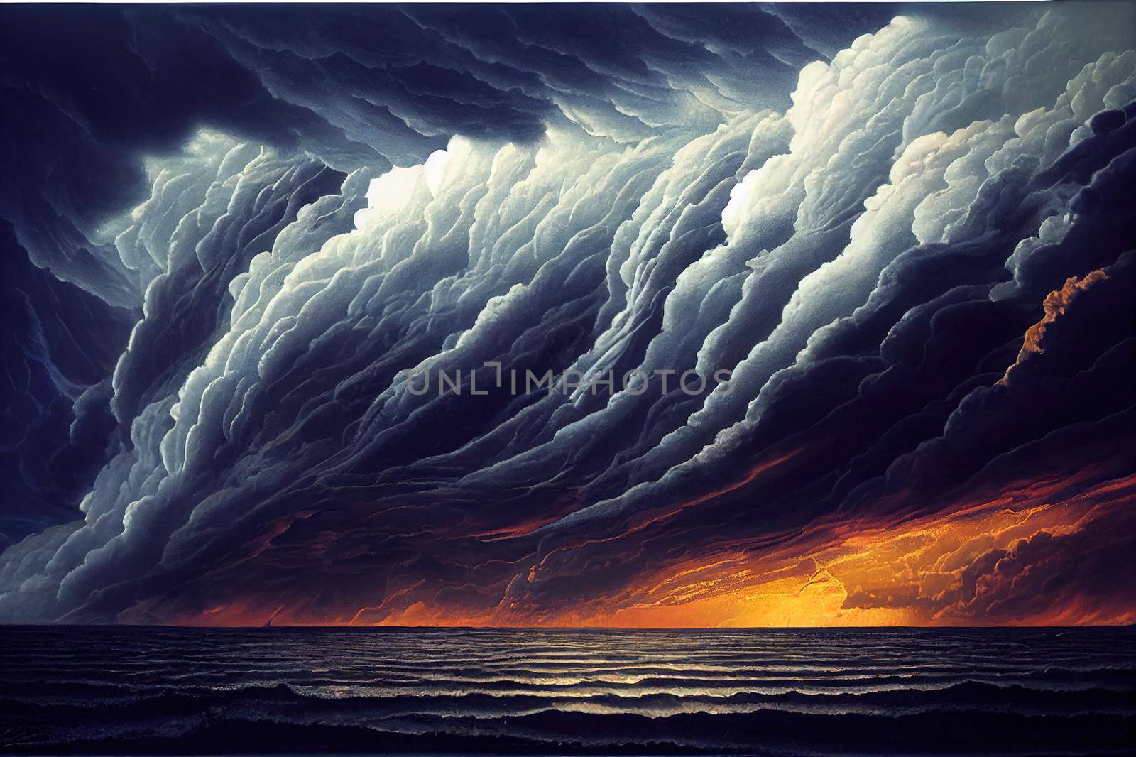 Dramatic sky with stormy clouds. High quality illustration