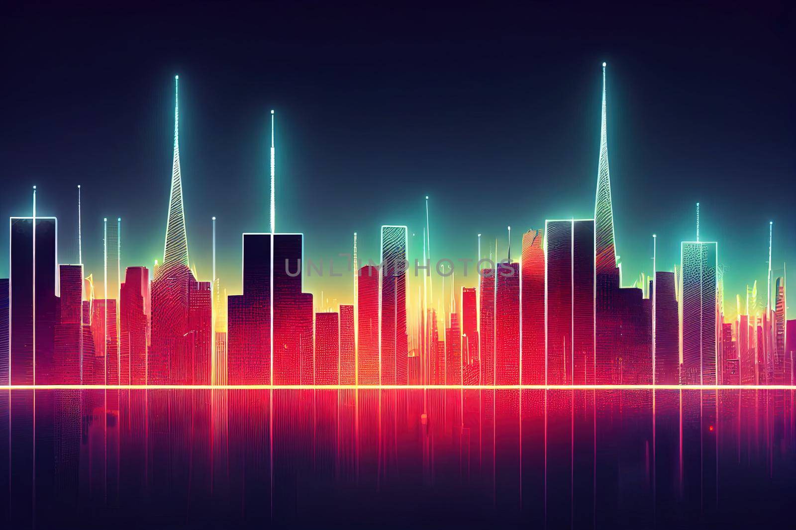 Modern city with wireless network connection and city scape by 2ragon