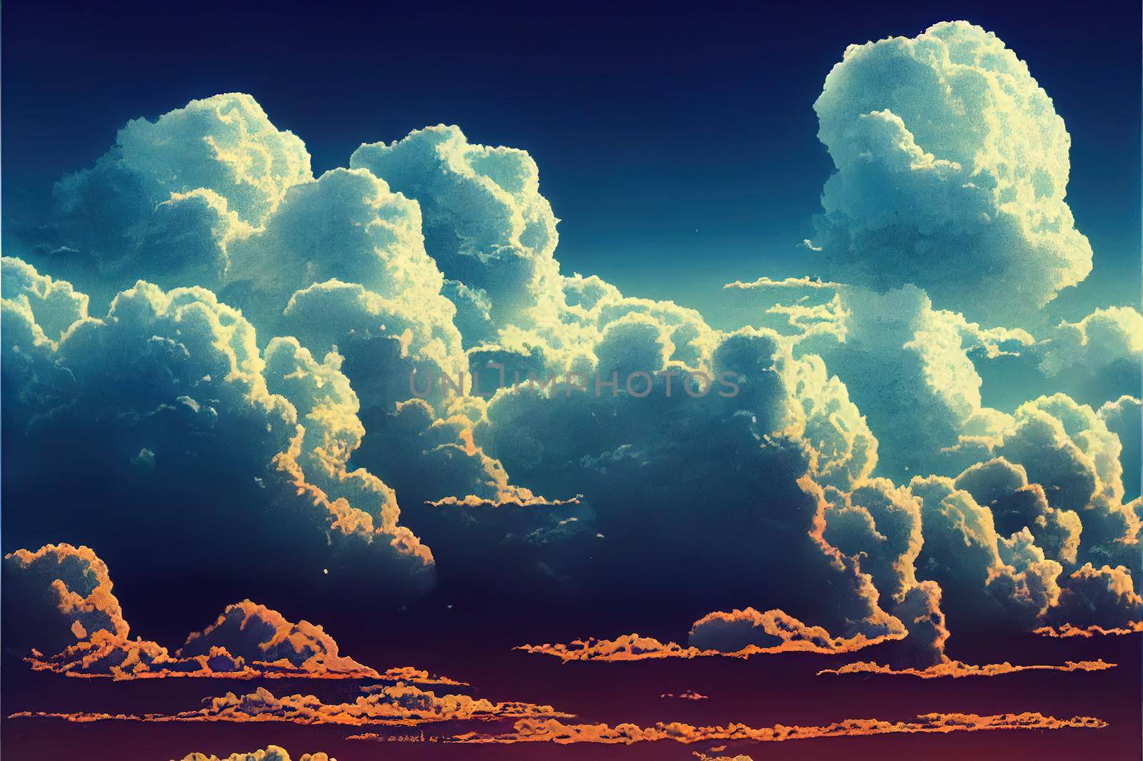blue sky background with tiny clouds. High quality illustration
