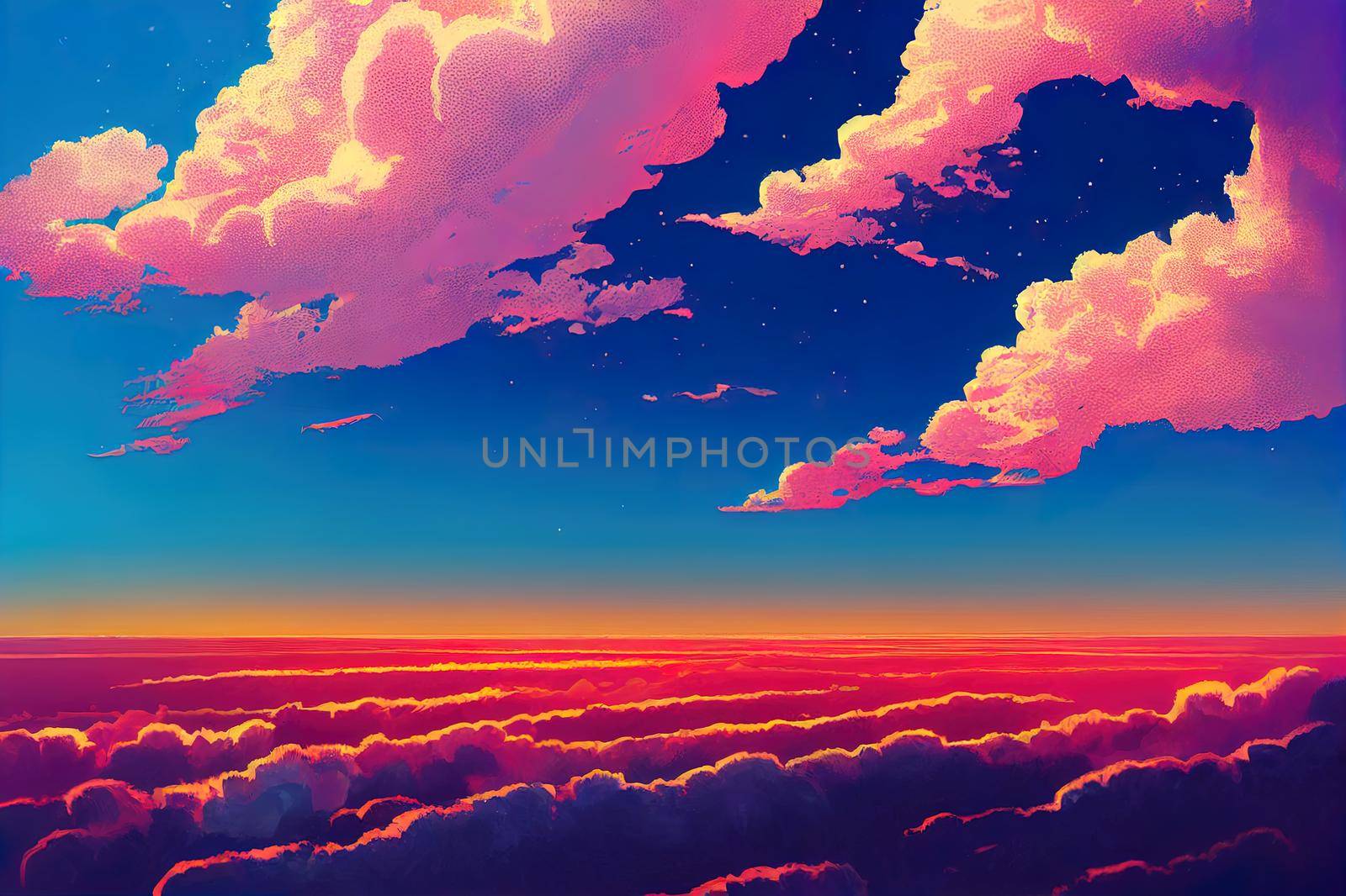 sky with clouds and sun. High quality illustration