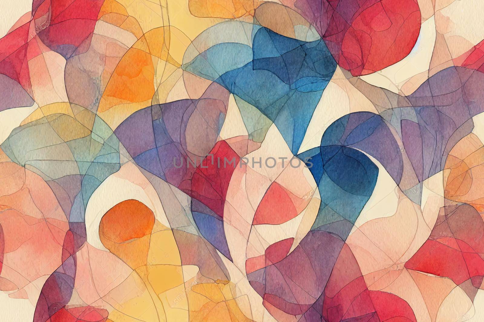 Abstract seamless pattern with watercolor drawing in doodle style. illustration. High quality illustration