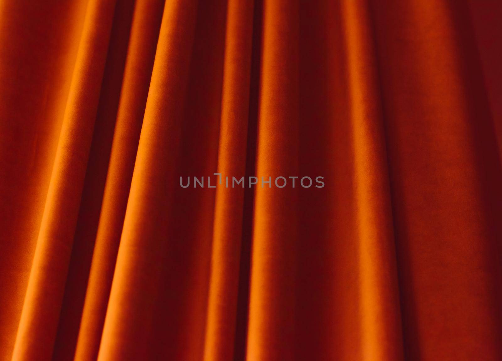 Decoration, branding and surface concept - Abstract orange fabric background, velvet textile material for blinds or curtains, fashion texture and home decor backdrop for luxury interior design brand