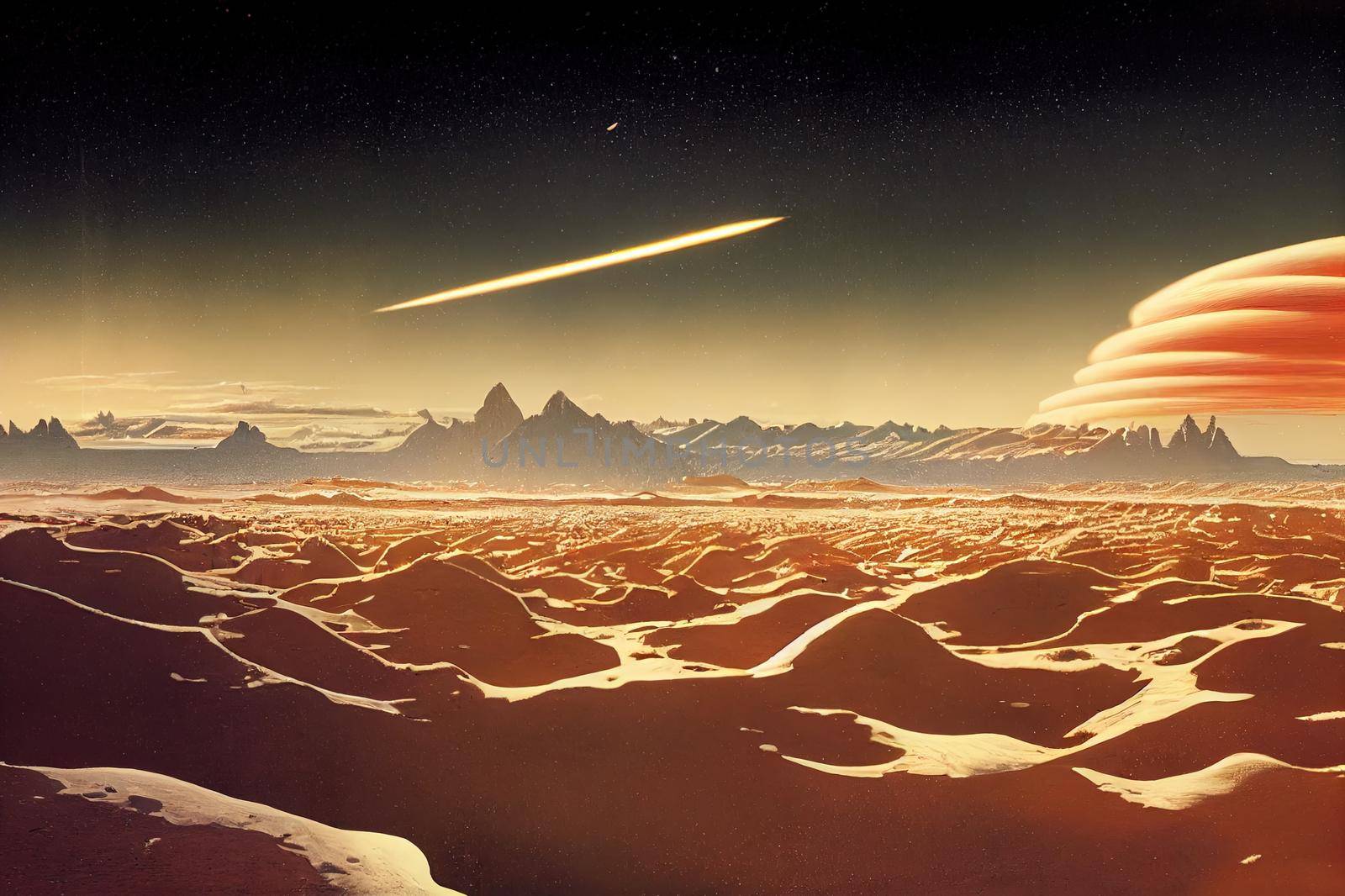 Beautiful skies in winter afternoons. High quality illustration