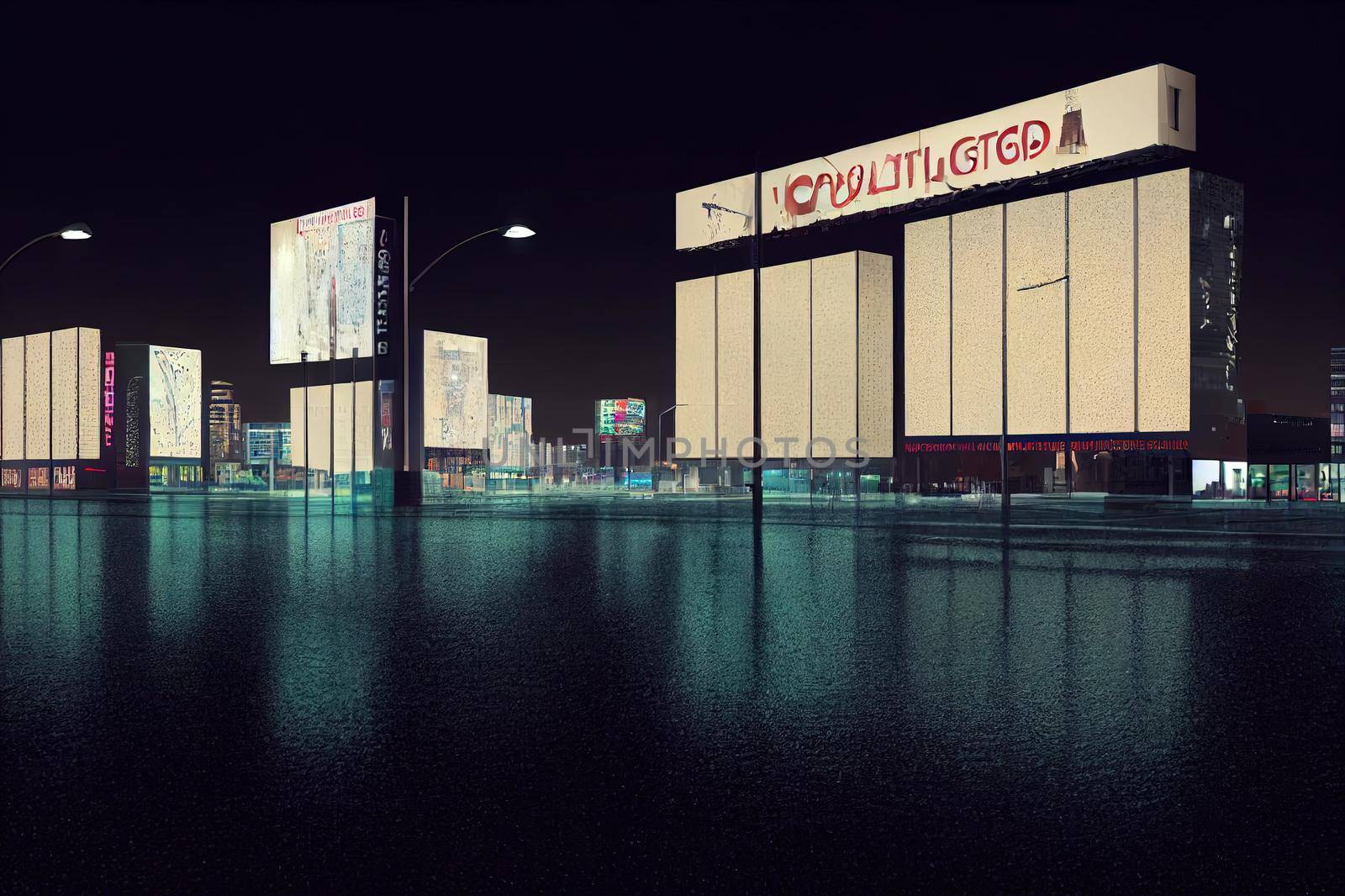 3D Rendering of billboards and advertisement signs at modern by 2ragon