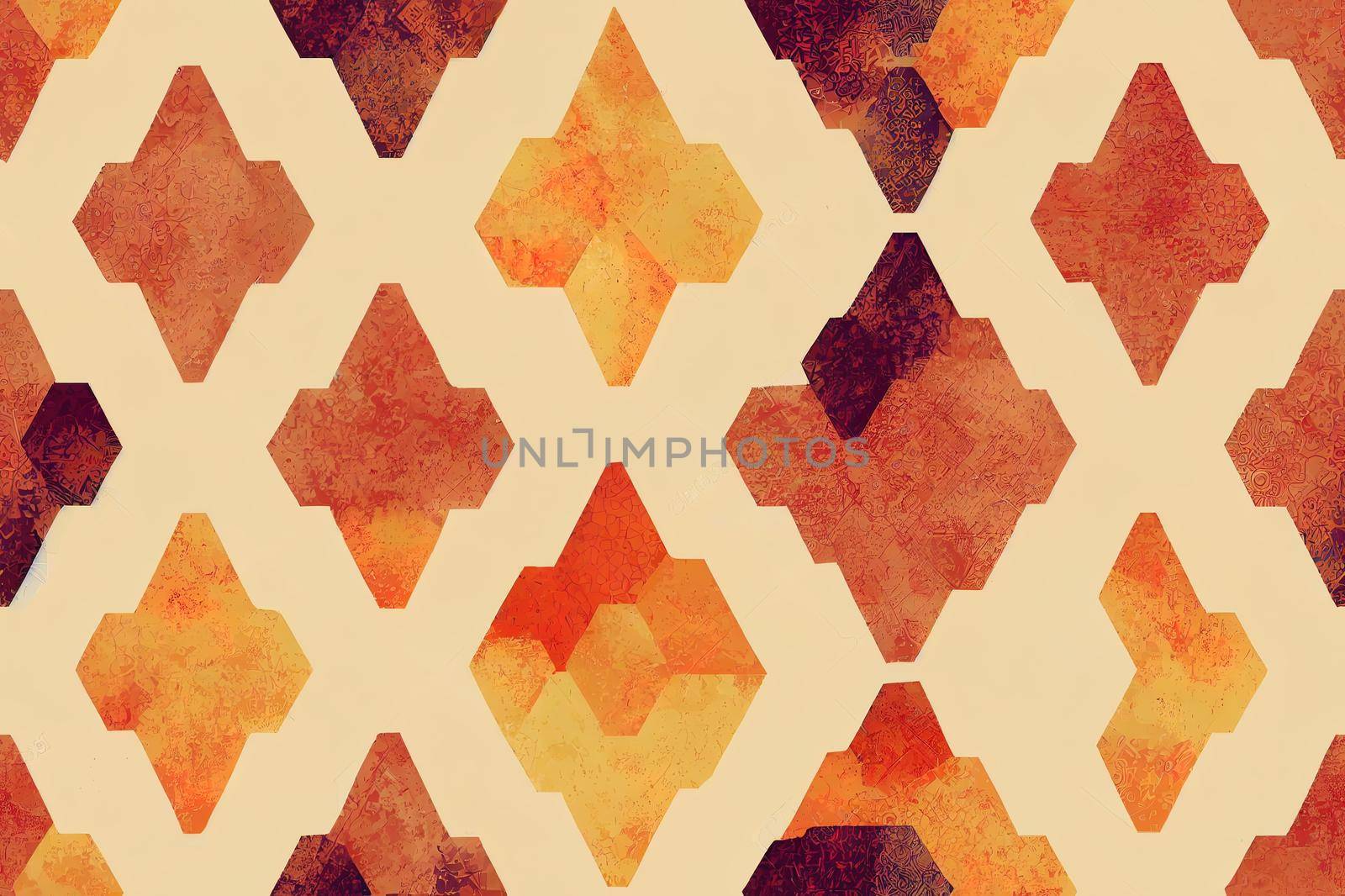 Hexagon tiles seamless pattern. Grunge texture. Ethnic and tribal motifs. Handmade. Patchwork print. illustration.. High quality illustration