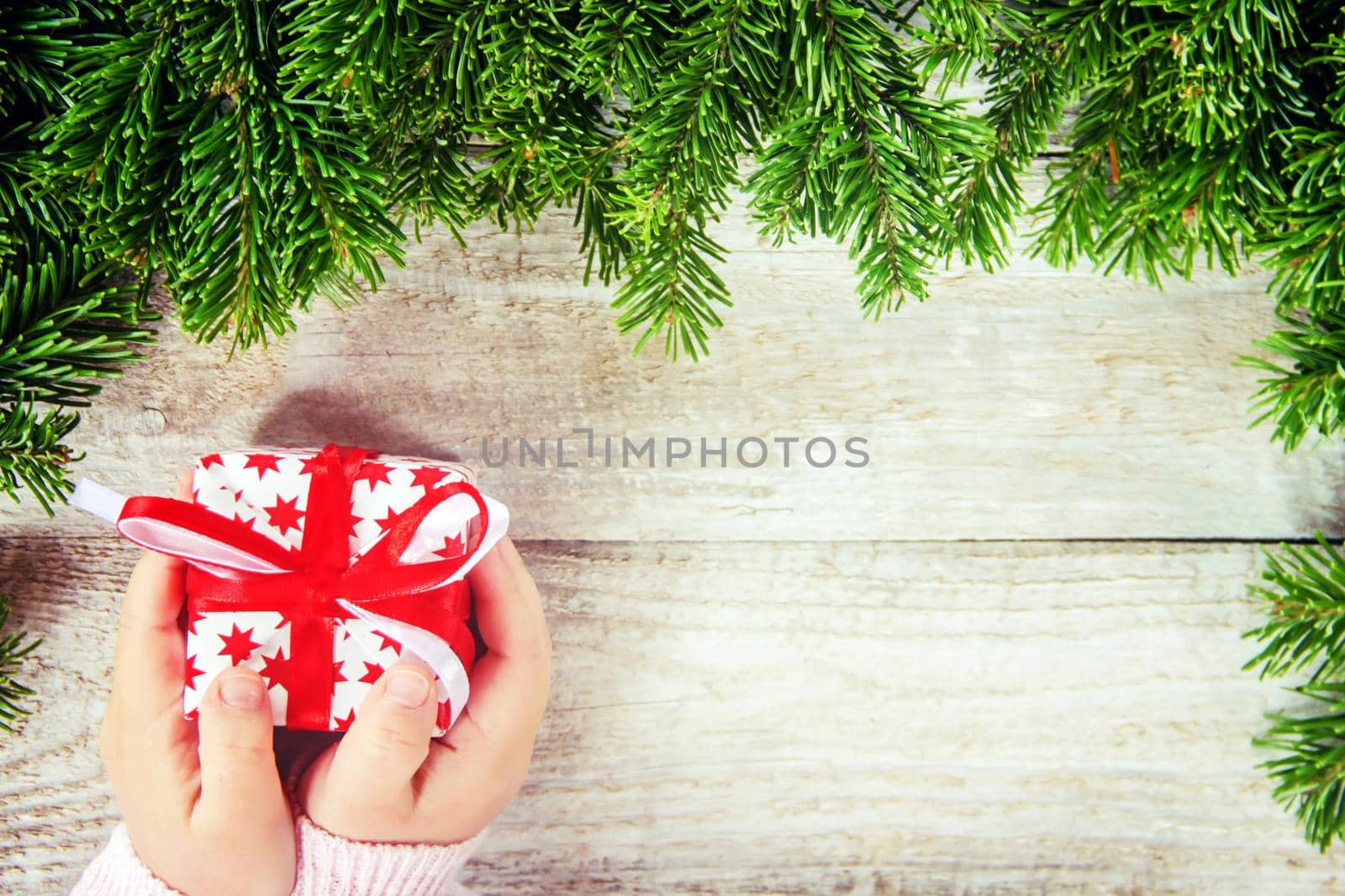 Wooden background with gifts. Selective focus. Decor. by yanadjana
