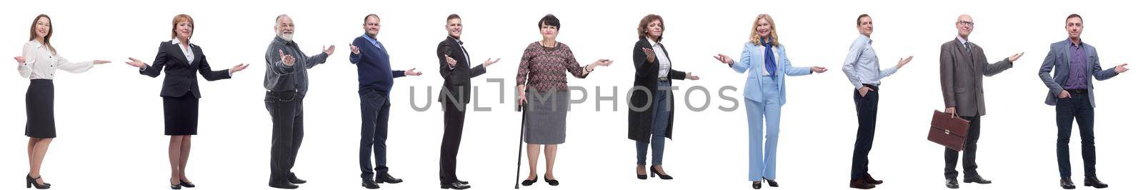 group of successful business people isolated on white background