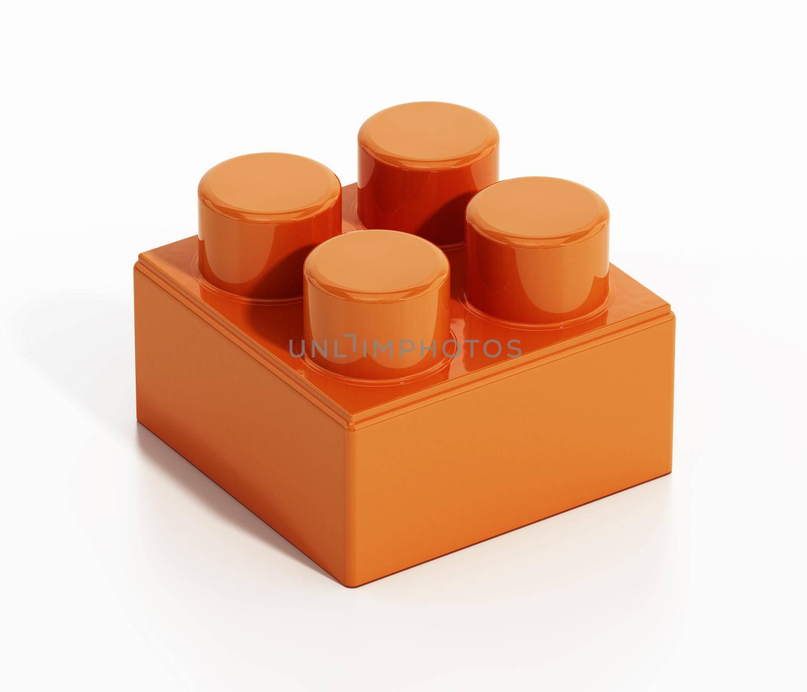 Square building block isolated on white background. 3D illustration