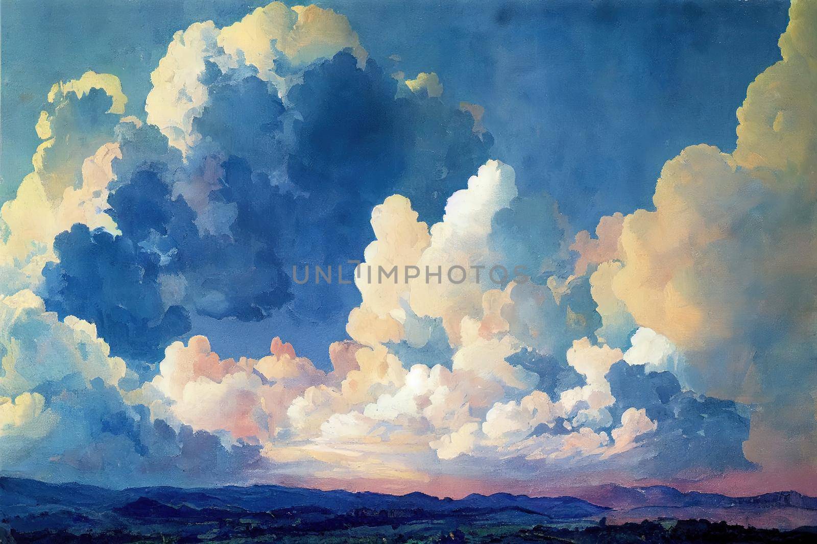 The nature of blue sky with cloud in the morning.. High quality illustration