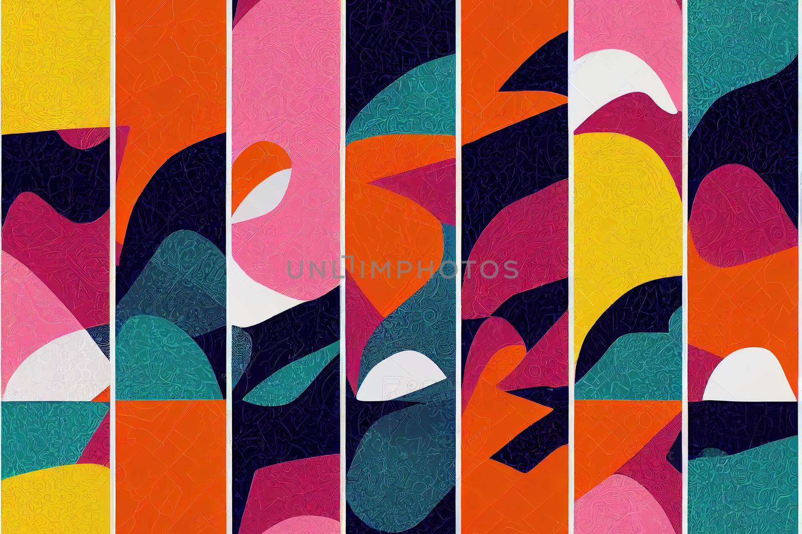 Abstract colorful neon print seamless pattern illustration set in retro 80s style. Trendy background collection with creative line drawing.. High quality illustration