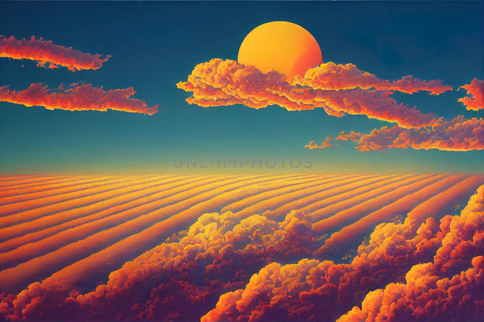sky with clouds and sun. High quality illustration