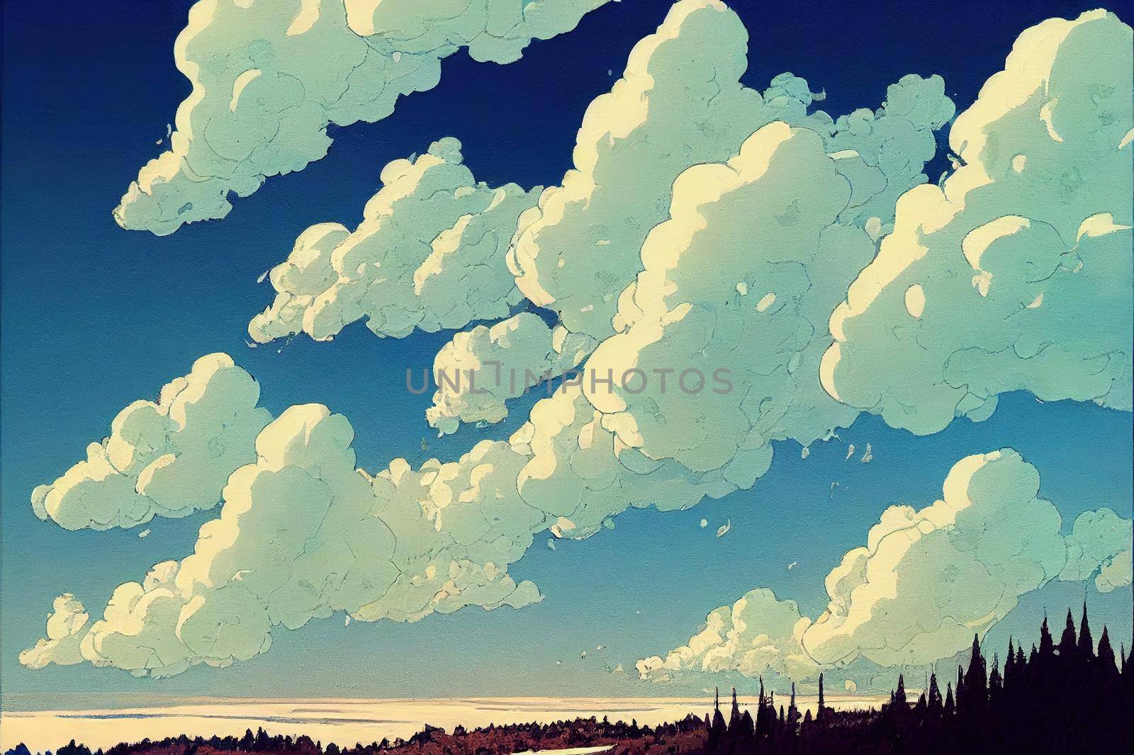 white clouds on the blue sky perfect for the background. High quality illustration